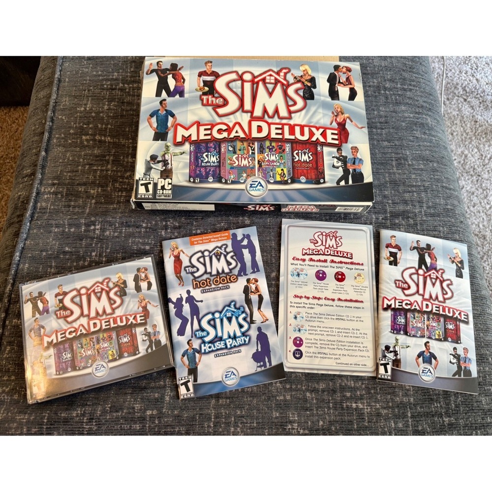 The Sims Mega Deluxe PC Big Box Set 5 Discs Excellent Condition Complete